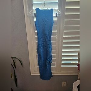 Blue Knit Sleeveless Midi Dress Size Small